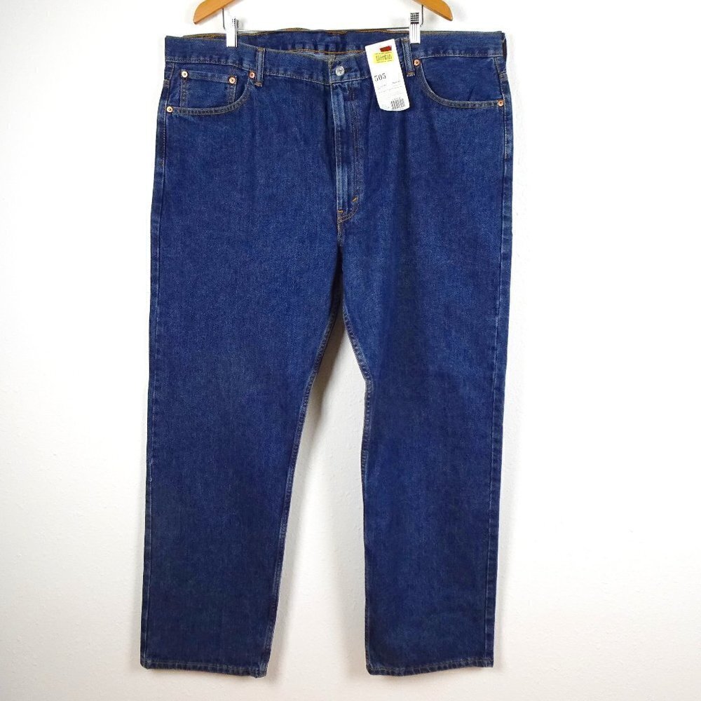 Levi's 505 Straight Leg Jeans Big Men's Size 48x34 Blue Denim Cotton